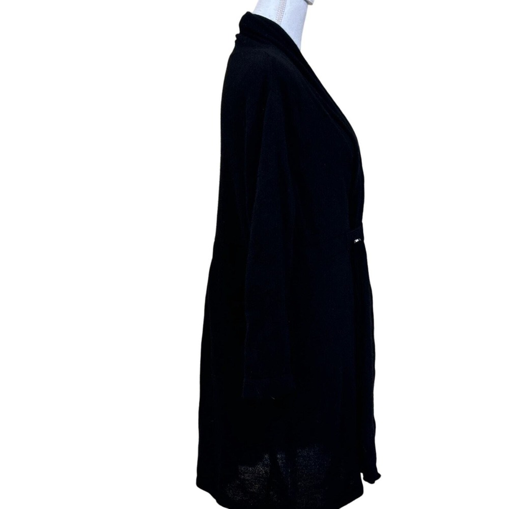 Prive 100% Cashmere Black Longline Cardigan Large Quiet Luxury Minimalist - Picture 2 of 5